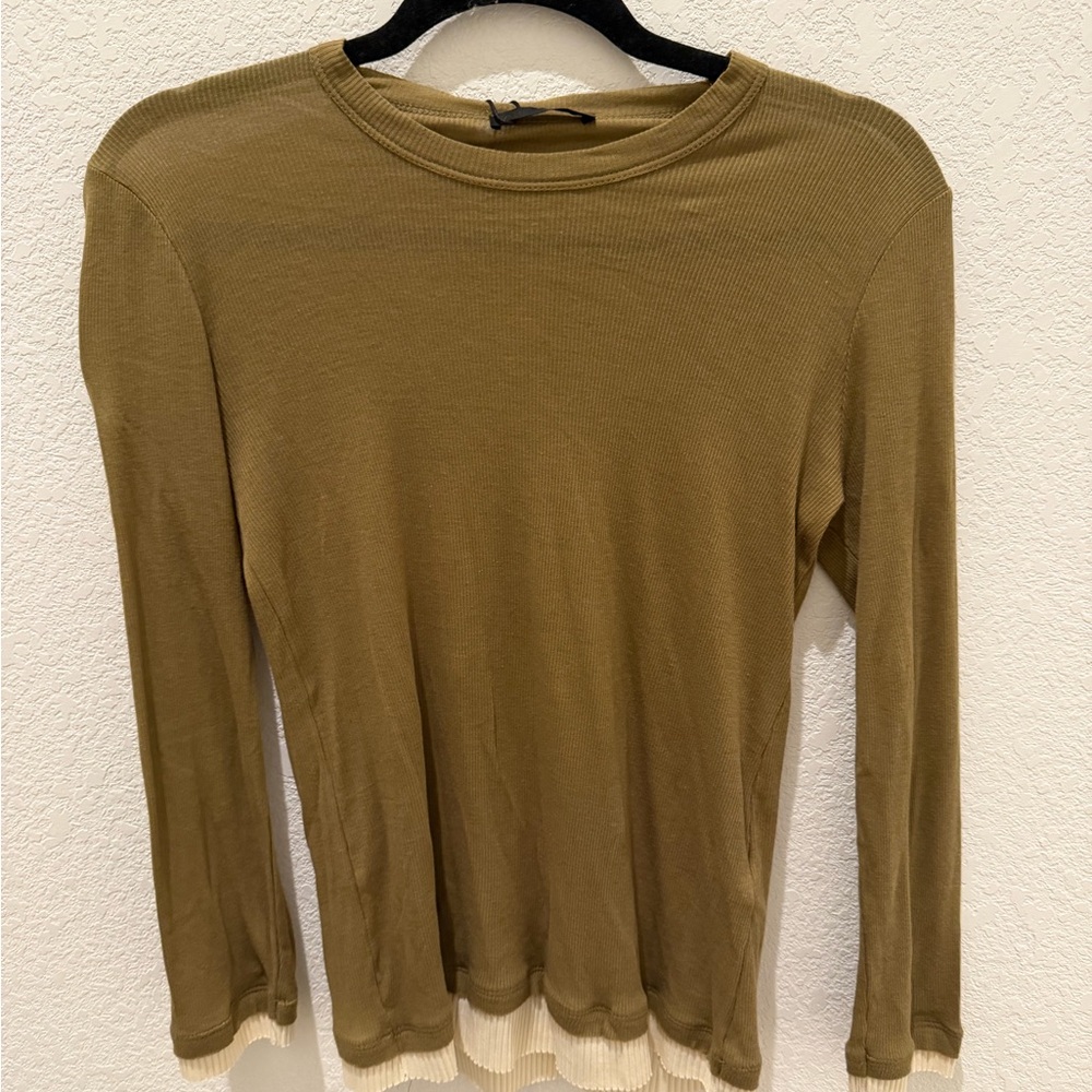 NEW!! Zara Khaki Long Sleeve Shirt %100 Cotton